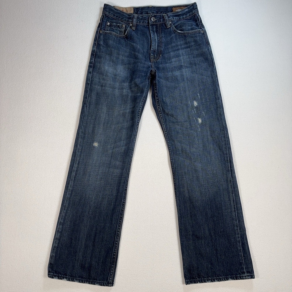 Gap 1969 Boot Fit Destructed Dark Jeans Mens 30x30 Blue Cotton Distressed Ripped